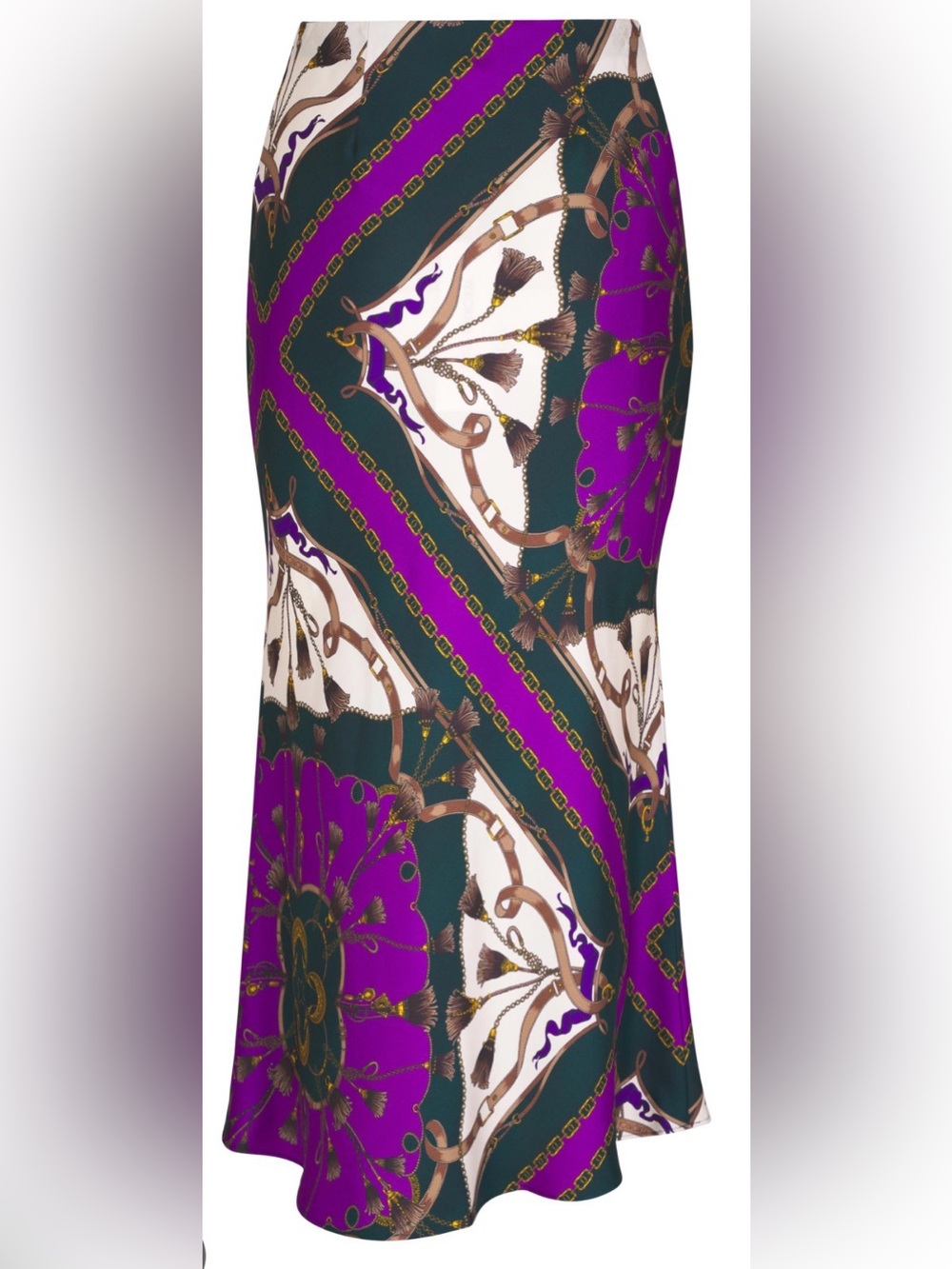 Veronica Beard Purple, Green & Cream Printed Midi Skirt